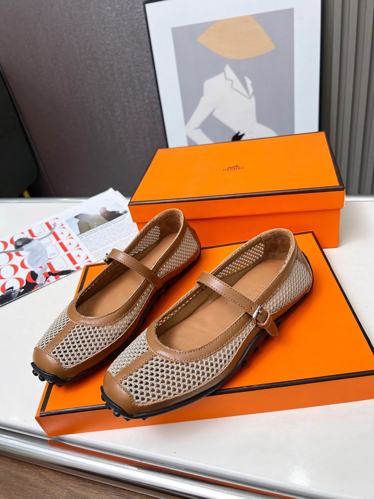 👟👟Ex-factory price 480👟👟Hermes New model! Original development, top layer cowhide! New crafting grid! In sheepskin, sheepskin padding! 35-41 yards